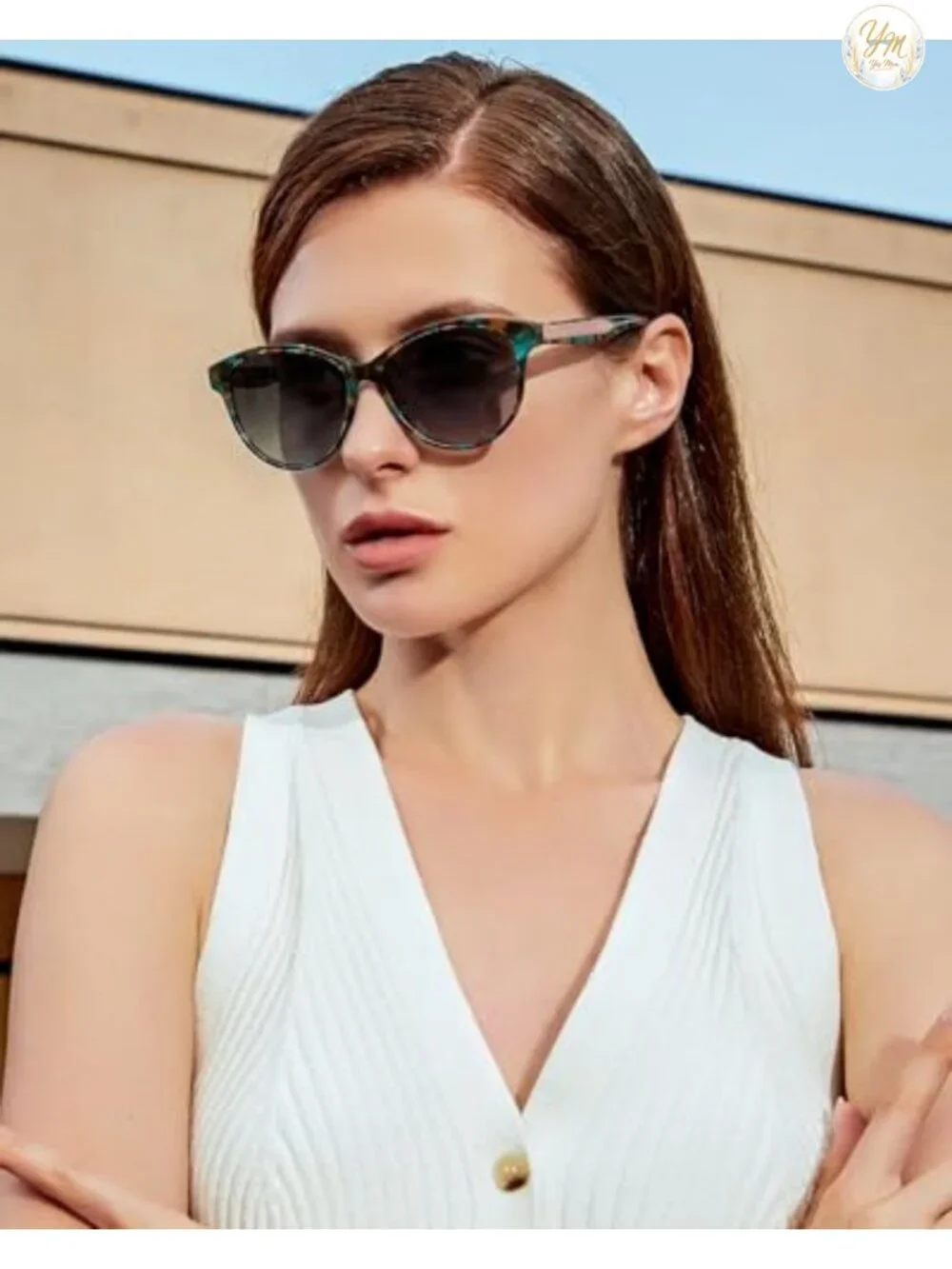 Cat Eye Polarized Acetate Sunglasses for Women UV400 Big Face